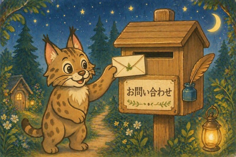 手紙をポストに入れるヤマネコのイラスト